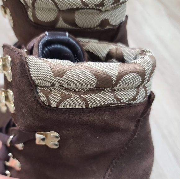 Coach Carol Waxed Suede Boots, Sz 8 - Picture 9 of 11